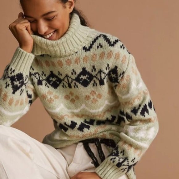 Anthropologie Turtleneck Tunic Sweater Green - Picture 2 of 9